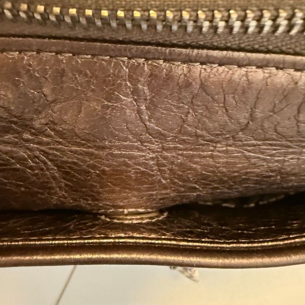 Brighton Zoe Metallic Bronze Crinkle Leather Crossbody Bag - Picture 7 of 16